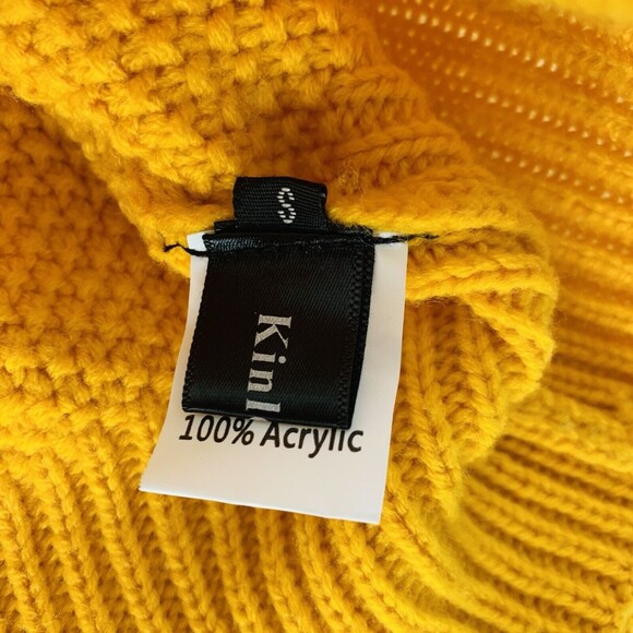Chunky Knit Sweater Women S Mustard Yellow Oversized Balloon Sleeve VNeck Warm - Picture 6 of 6